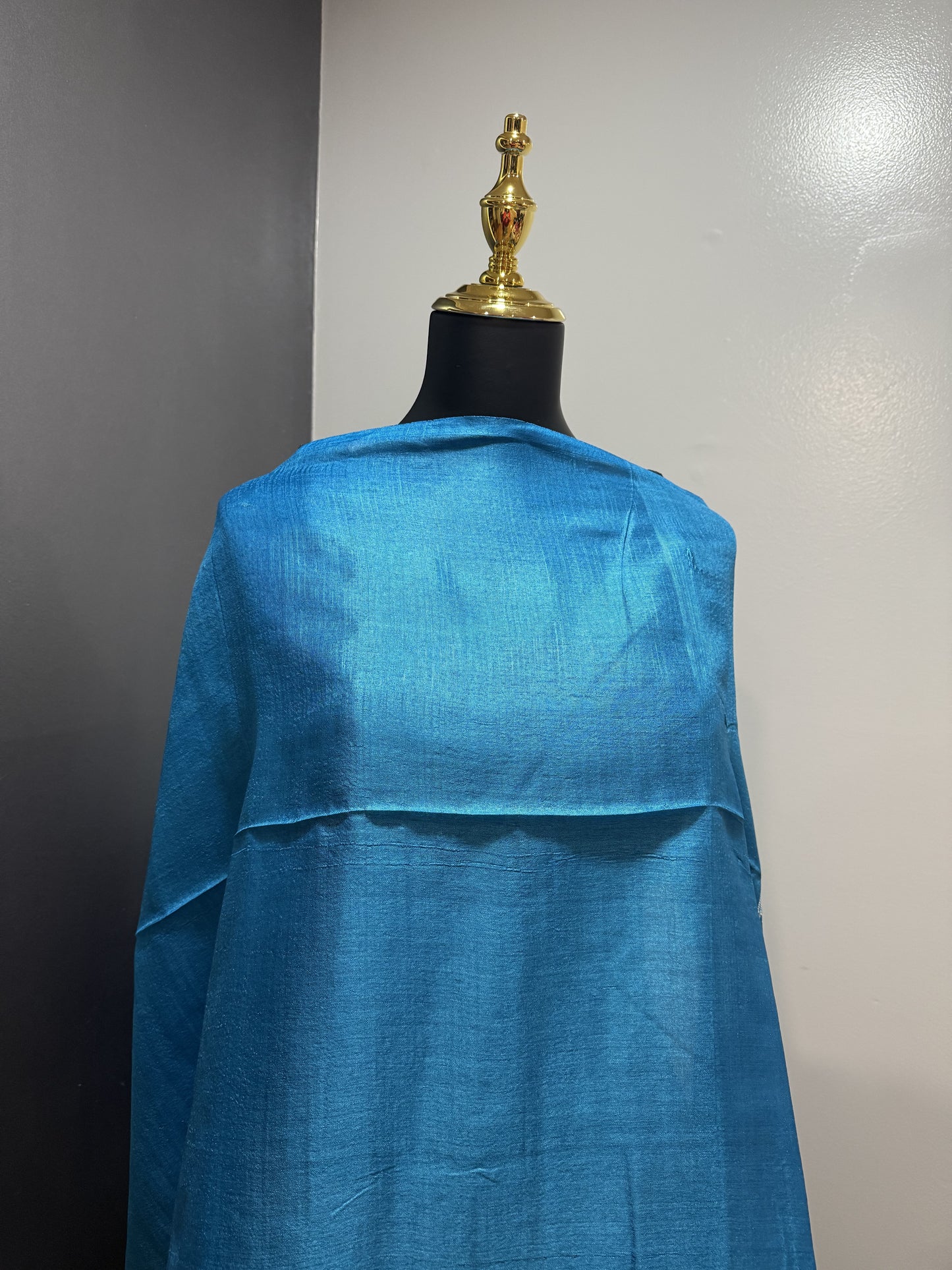 Tussar Silk Jamdani Teal Pallu Saree