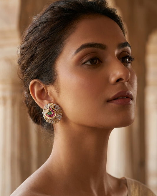 The woman wearing the jewelry is AI generated for representation purposes.