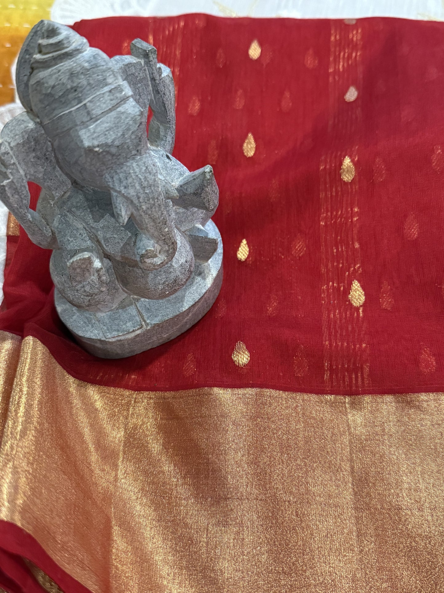 Pure Silk Red Chanderi Saree