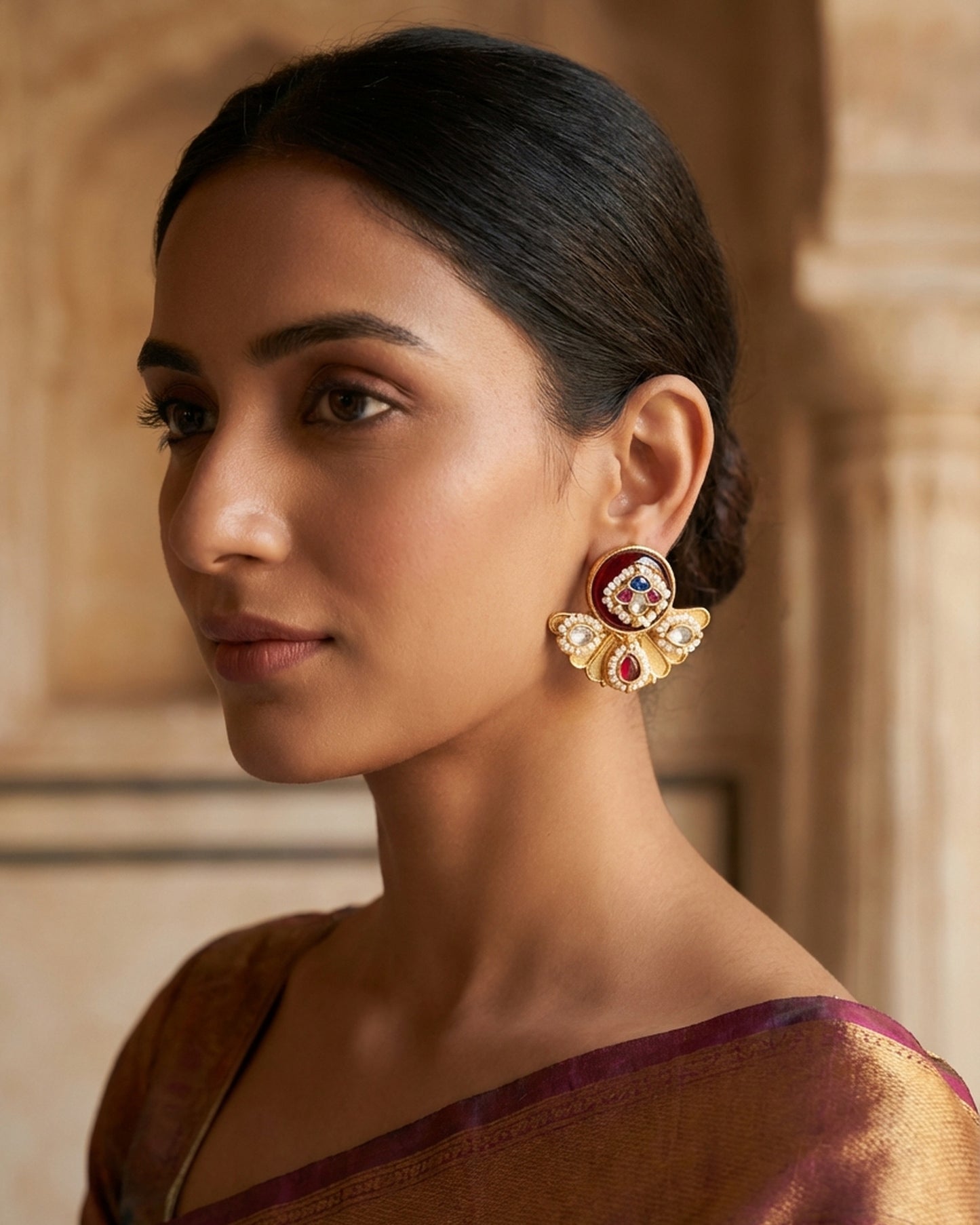 The woman wearing the jewelry is AI generated for representation purposes.