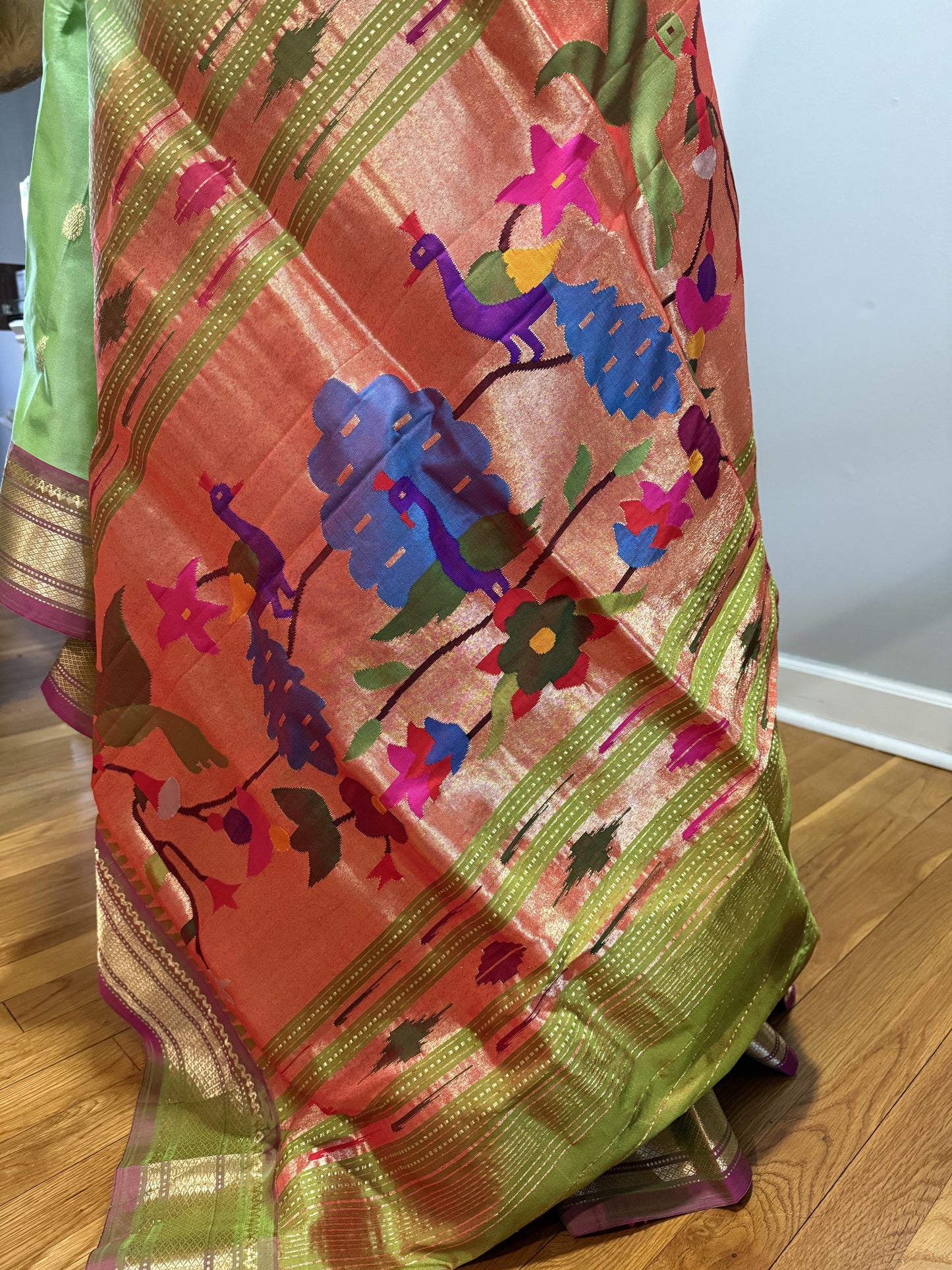 Pure Silk Paithani Traditional Peacock Pallu Saree