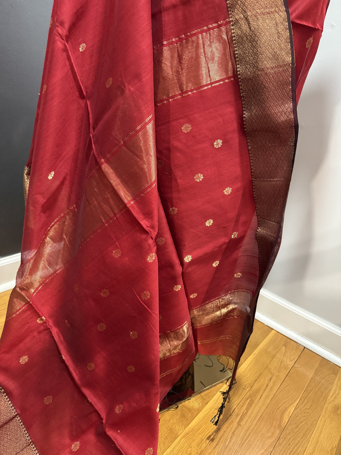 Maheshwari Silk Rust Saree