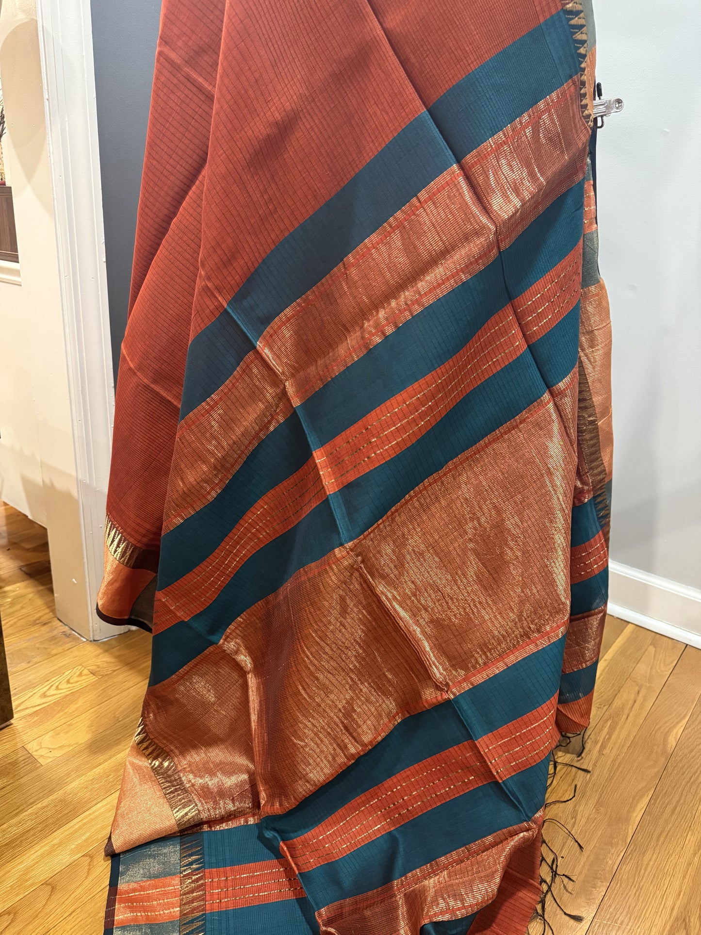 Maheshwari Rust Saree