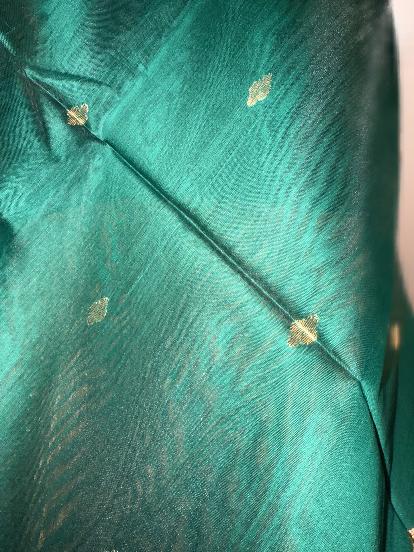 Maheshwari Bottle Green Saree
