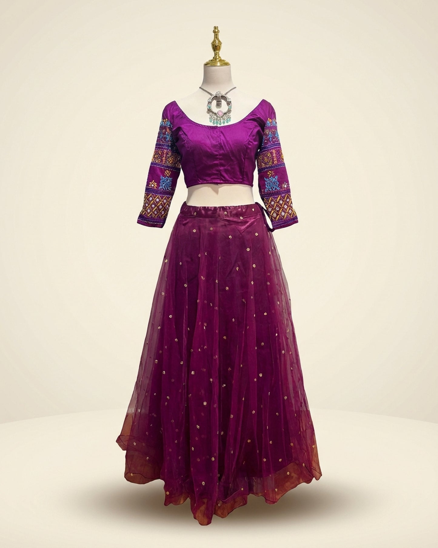 Kutch Embroidery Mauve Blouse