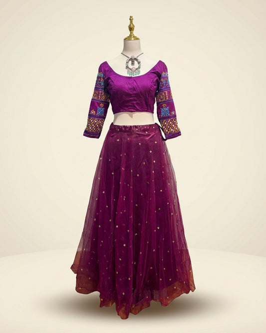 Kutch Embroidery Mauve Blouse