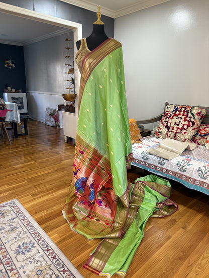 Pure Silk Paithani Traditional Peacock Pallu Saree