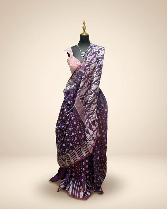 Cotton Jamdani Purple Saree