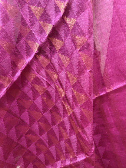 Zari Tussar Silk  Pink Saree