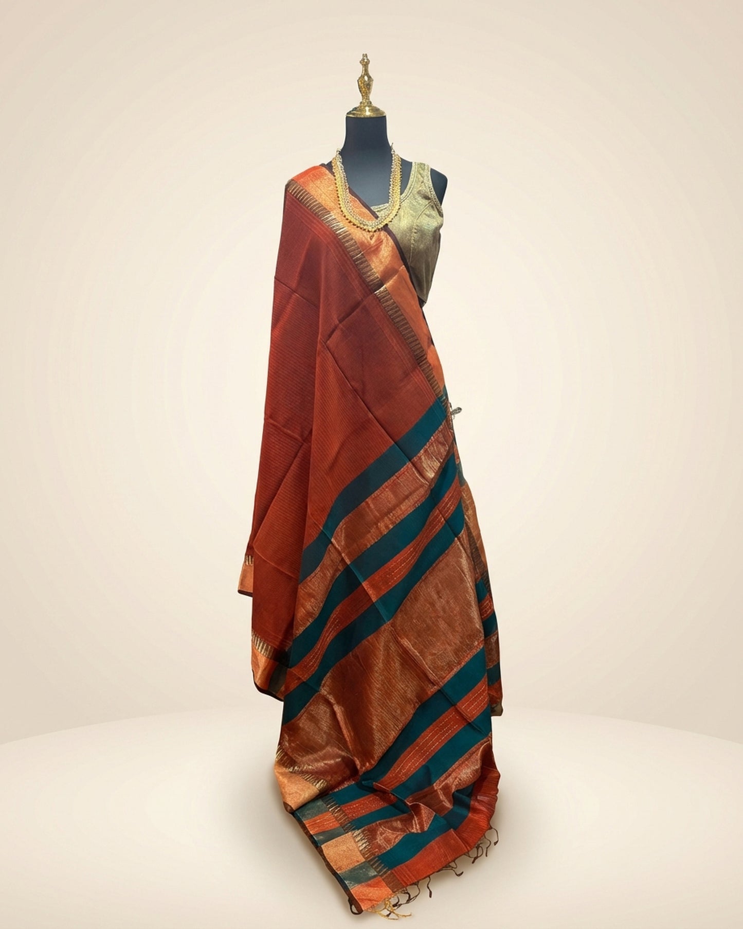 Maheshwari Rust Saree