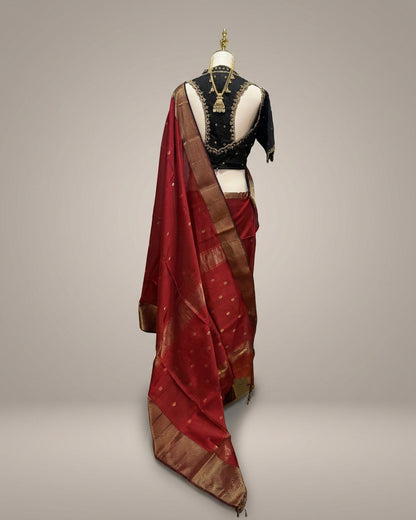 Maheshwari Silk Red Saree