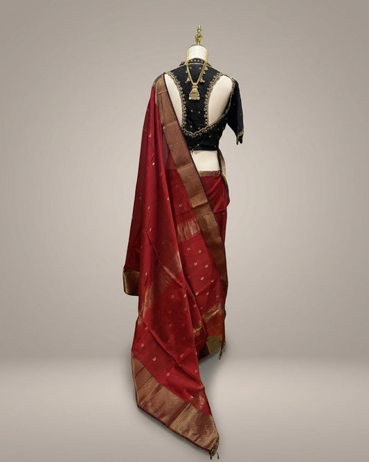 Maheshwari Silk Red Saree