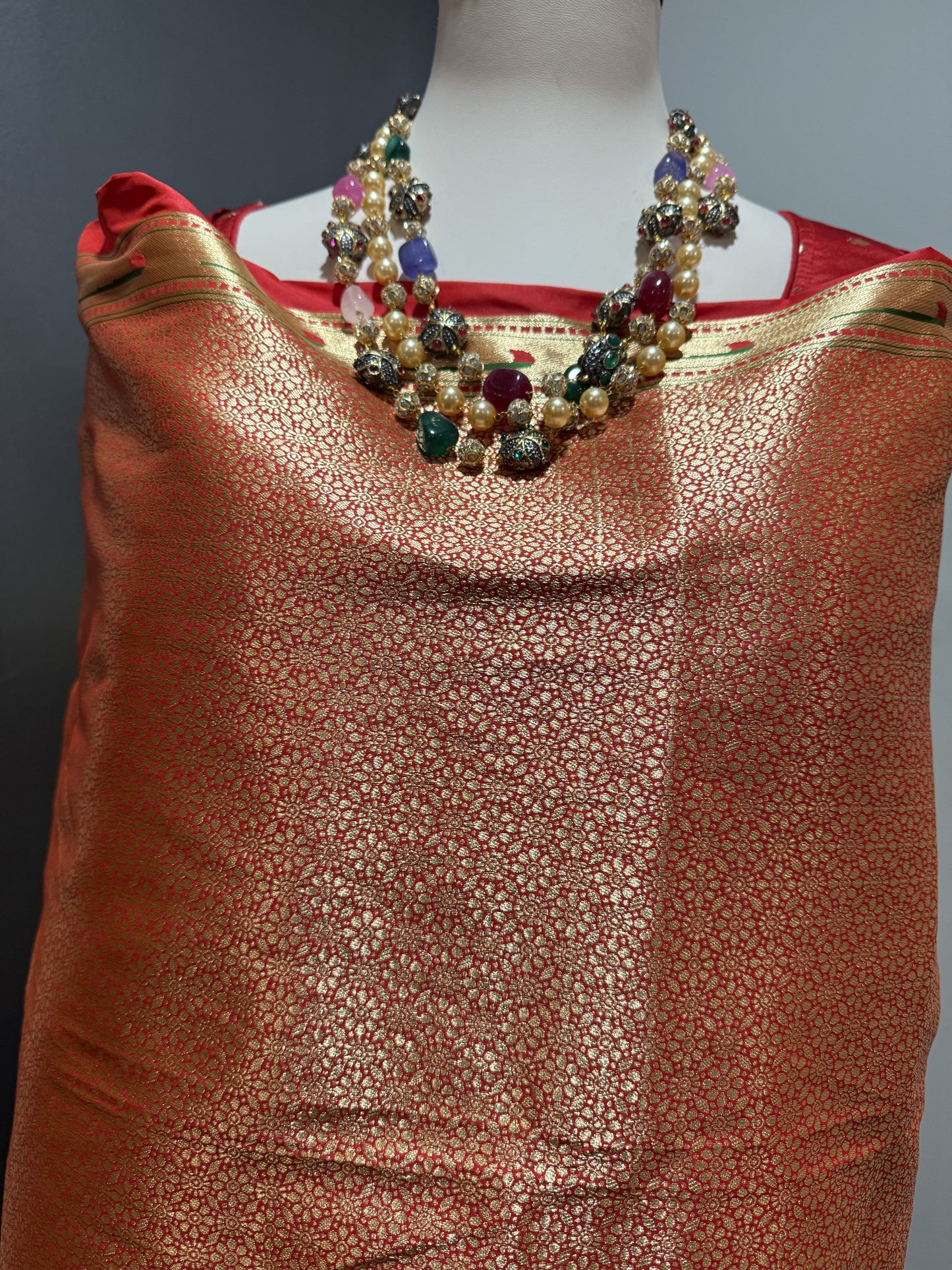 Maheshwari Silk Rust Saree