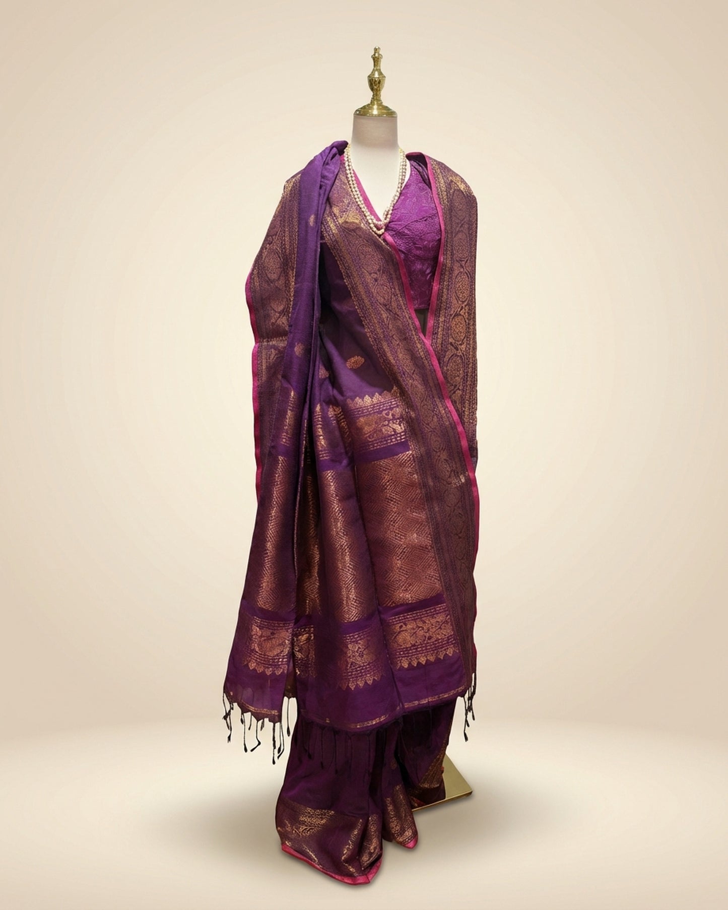 Copper Zari Cotton Silk Saree