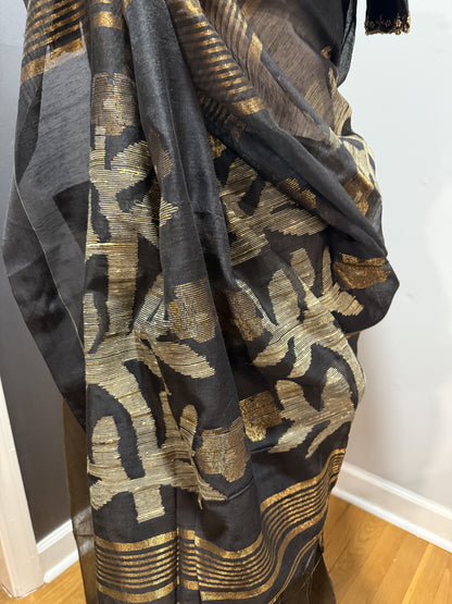 Silk Cotton Jamdani Olive