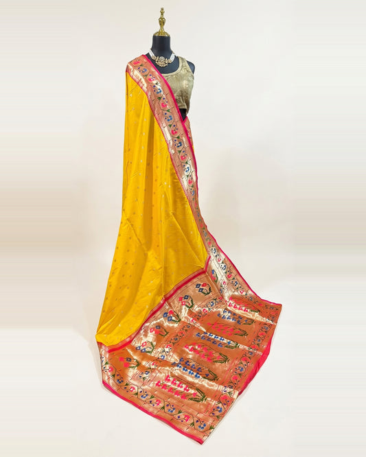 Paithani Silk Yellow Saree