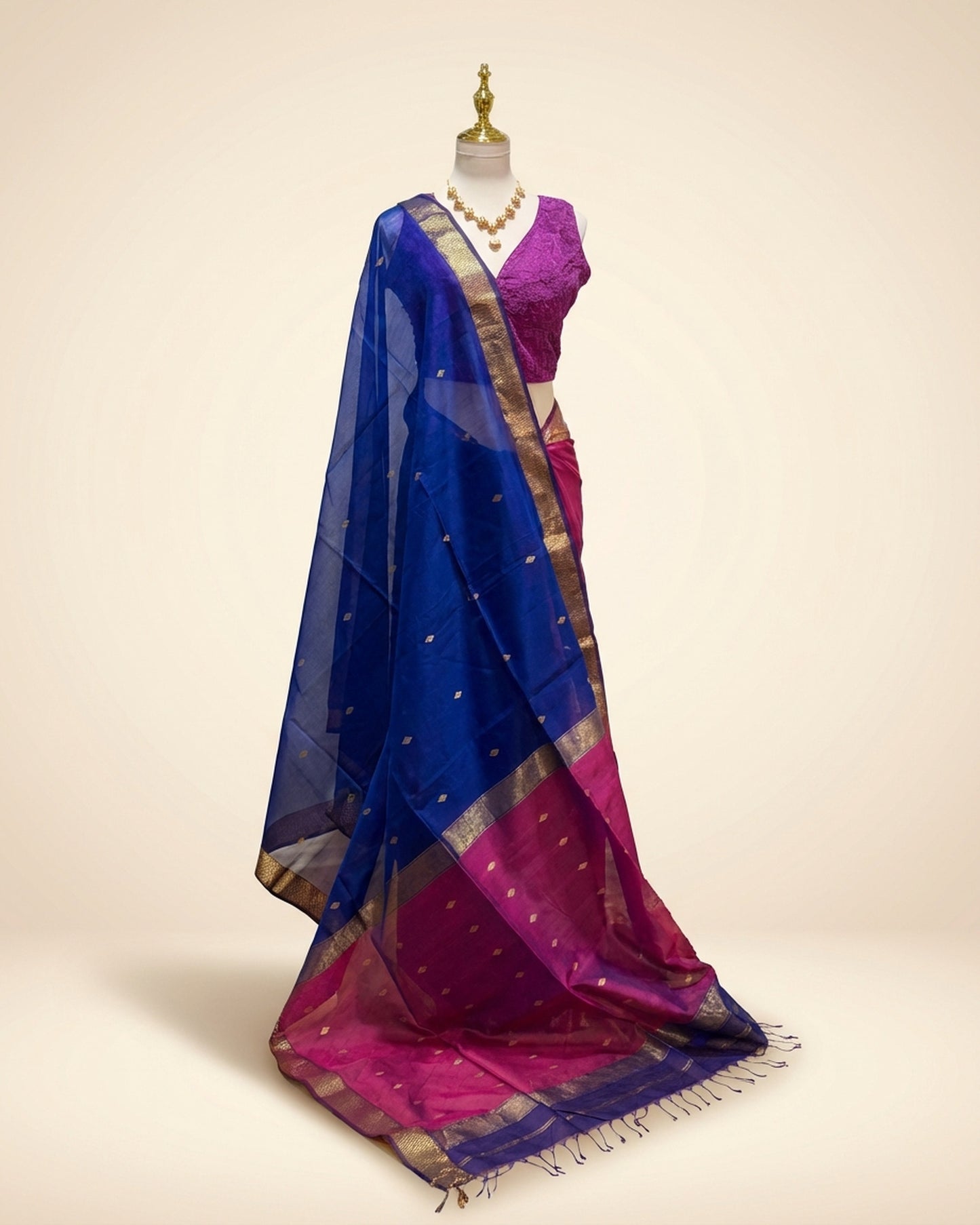 Maheshwari Silk Double Color Purple