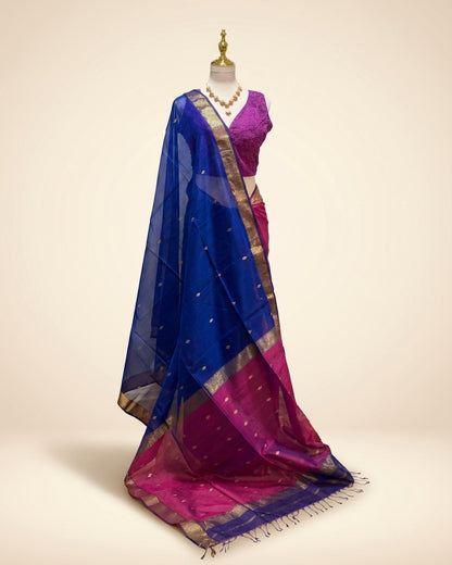 Maheshwari Silk Double Color Purple