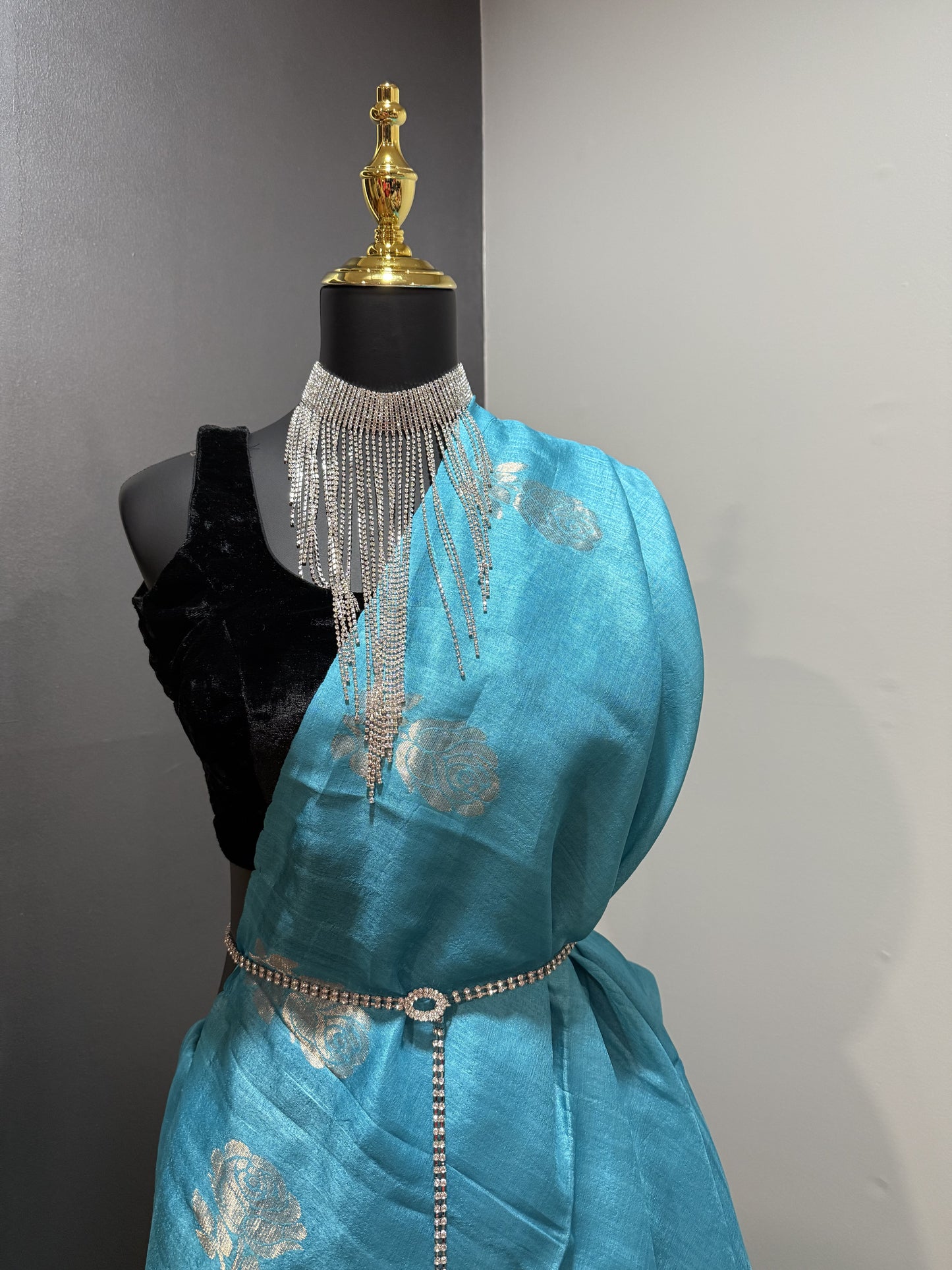 Tussar Matka Silk Teal Saree