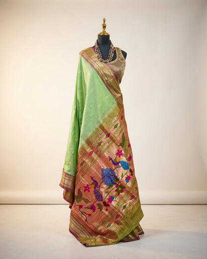 Pure Silk Paithani Traditional Peacock Pallu Saree