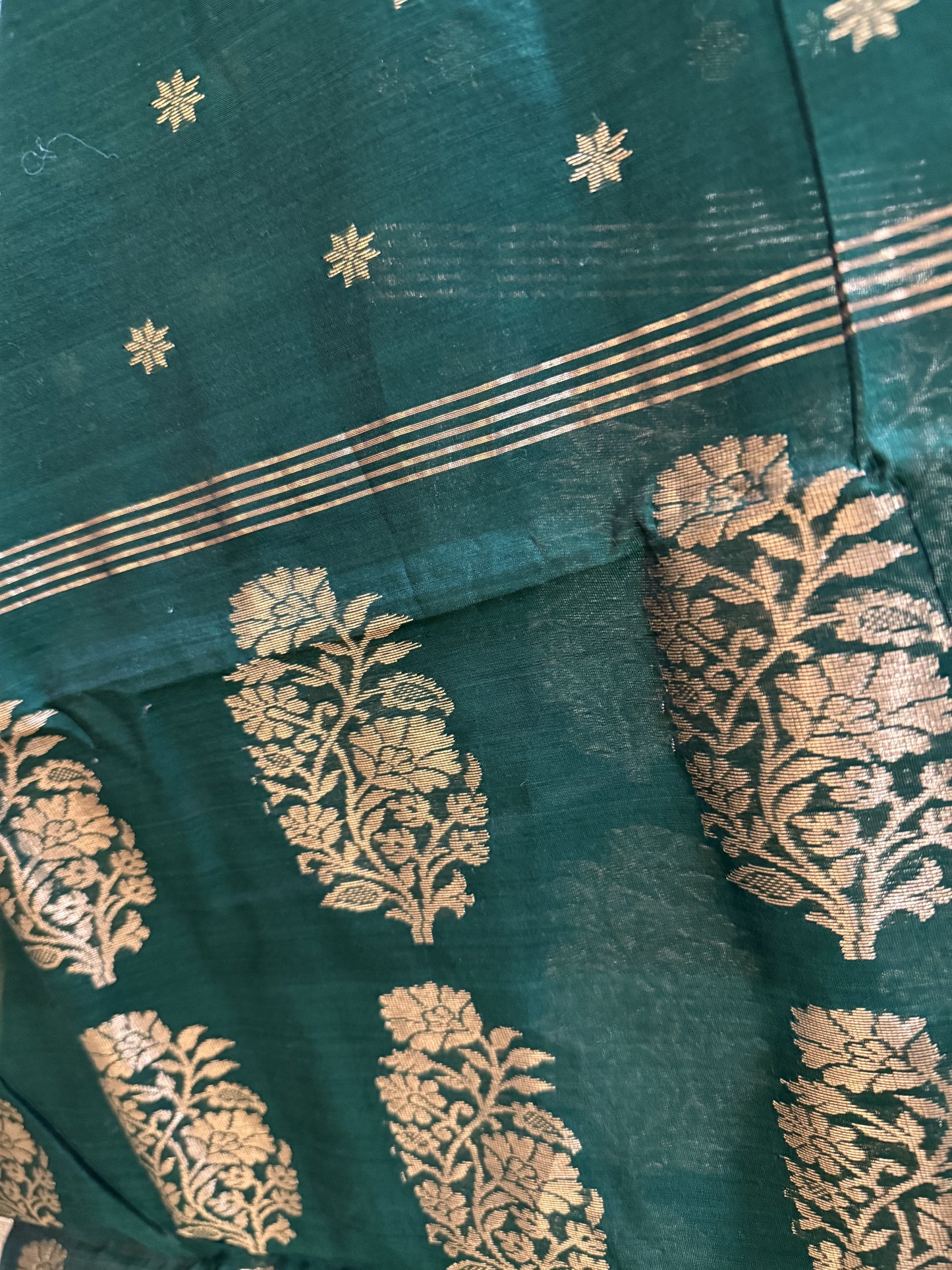 Pure Silk Chanderi Green Saree