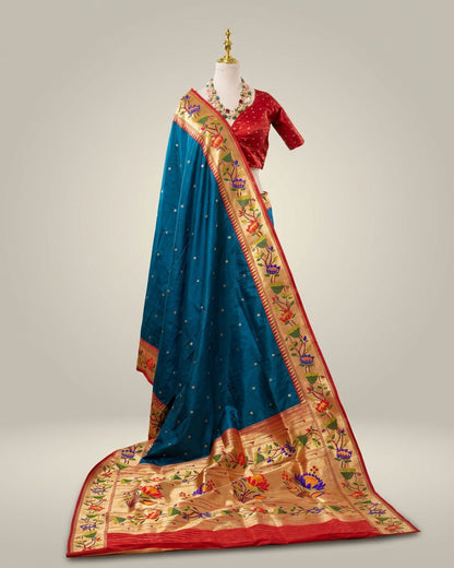 Paithani Silk Teal Saree