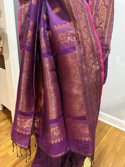 Copper Zari Cotton Silk Saree