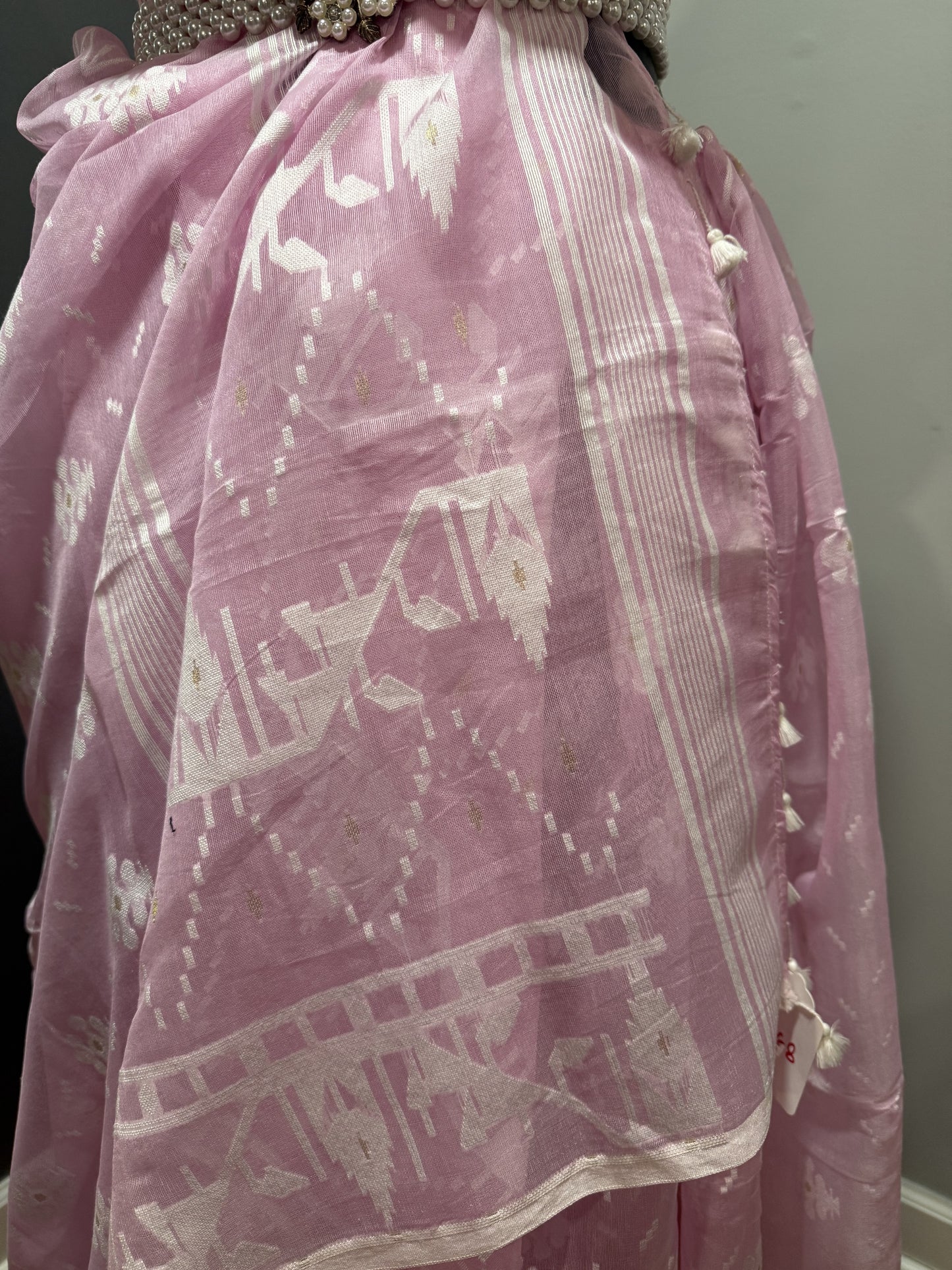 Cotton Jamdani Pink Saree