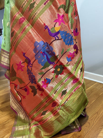 Pure Silk Paithani Traditional Peacock Pallu Saree