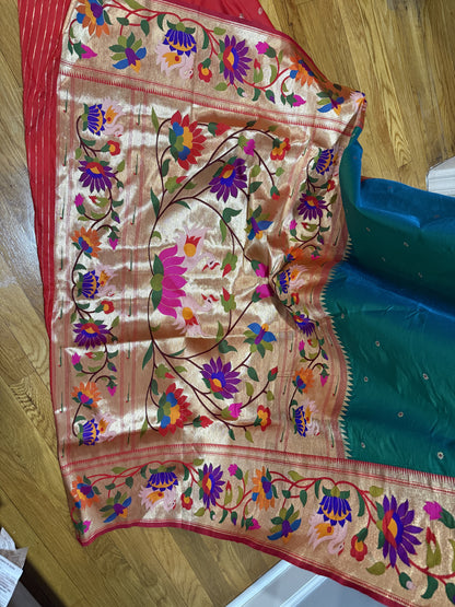 Paithani Silk Green Saree