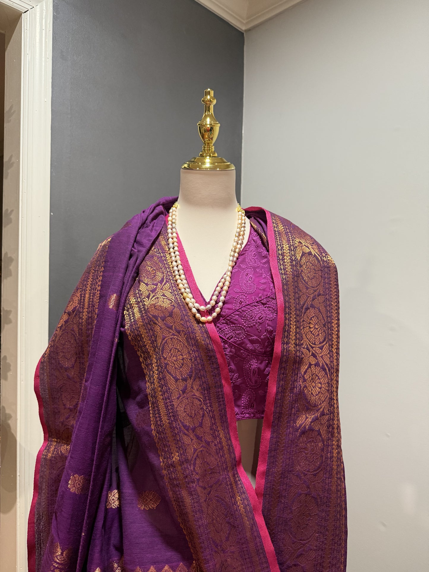 Copper Zari Cotton Silk Saree