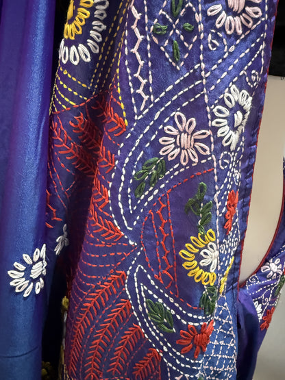 Lambani Embroidery Banglore Silk Purple Saree