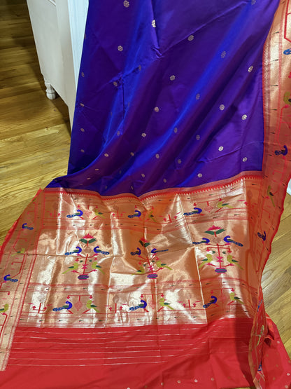 Silk Paithani Purple Saree