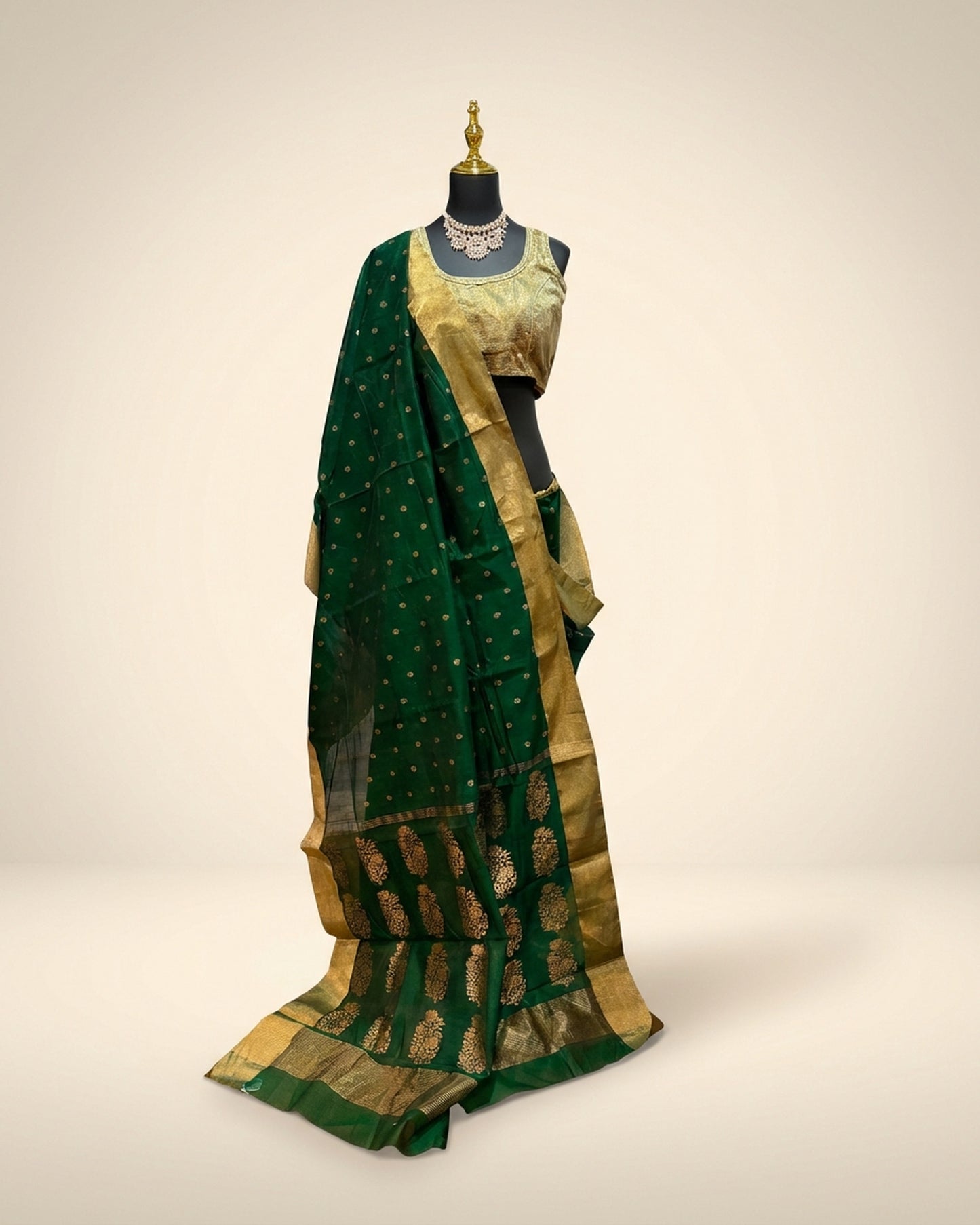 Pure Silk Chanderi Green Saree