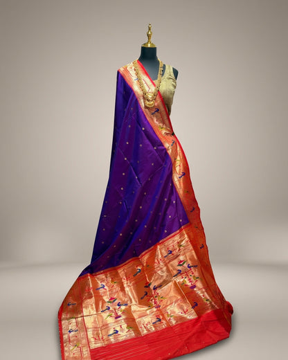 Silk Paithani Purple Saree