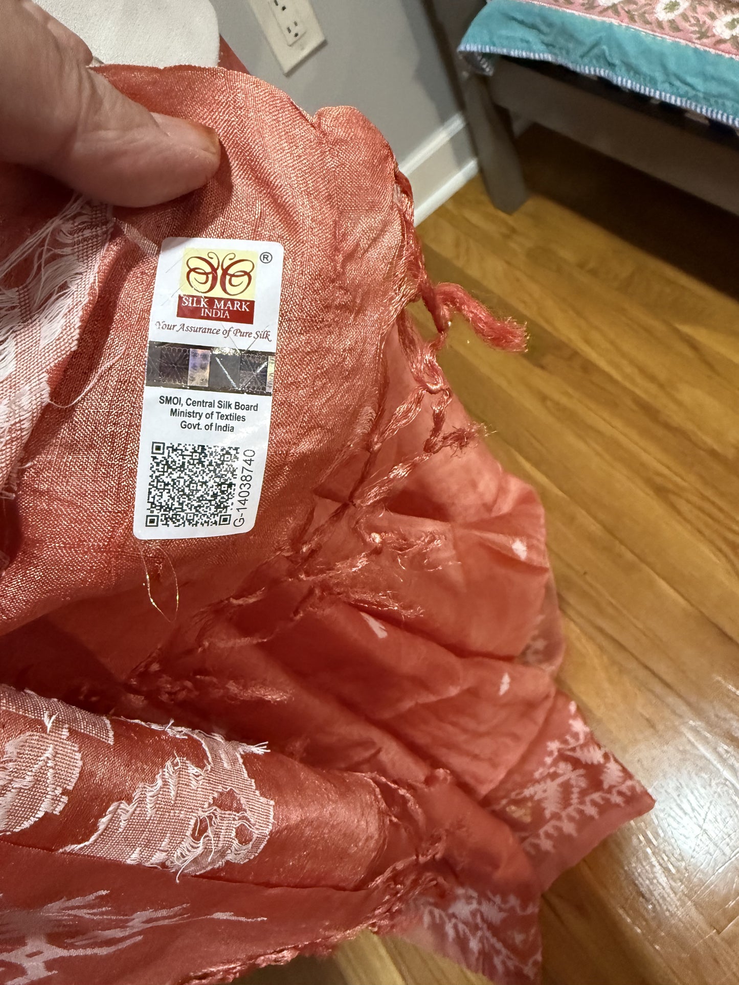 Tussar Jamdani Peach Saree