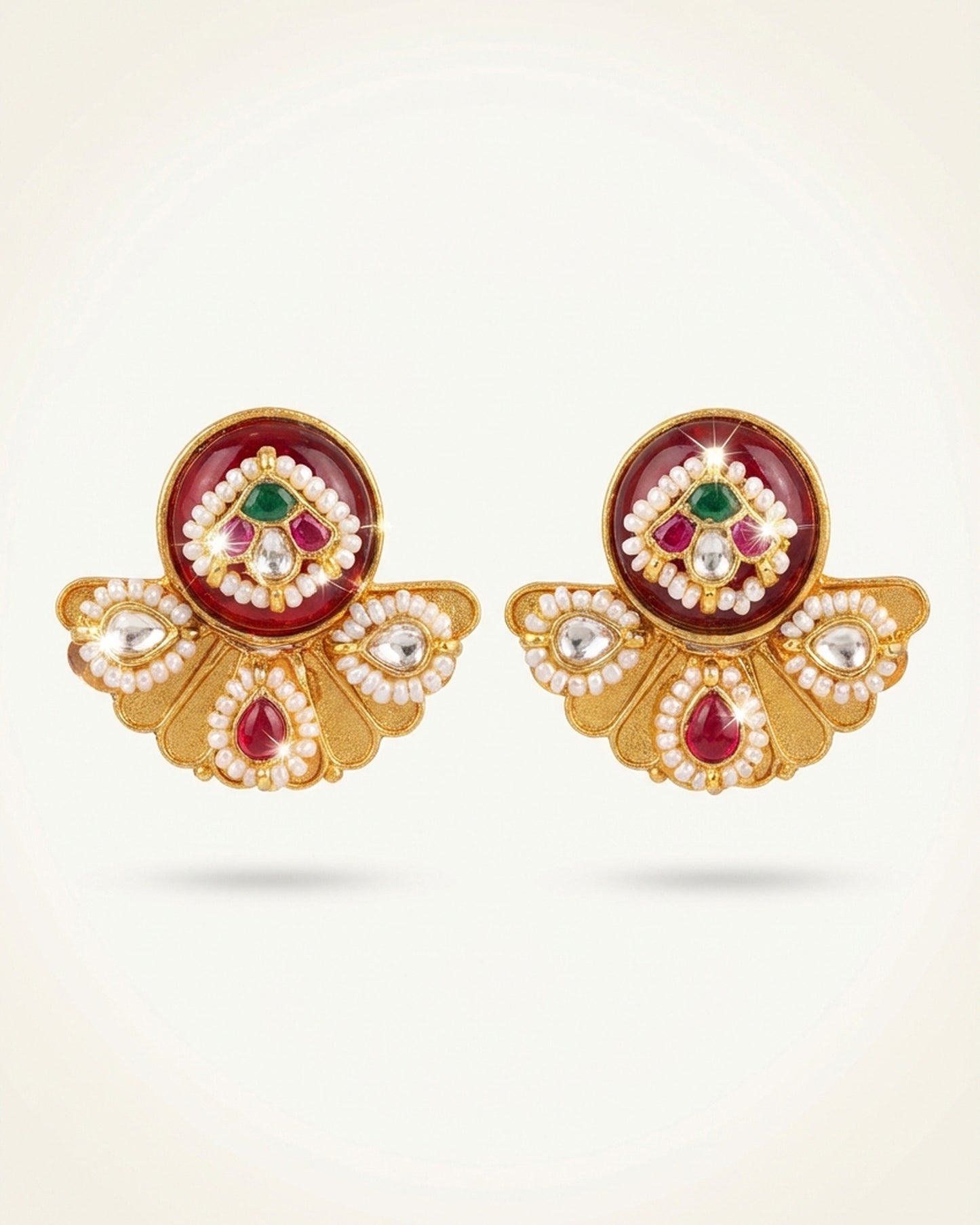 Brass Stud Meenawork Earring