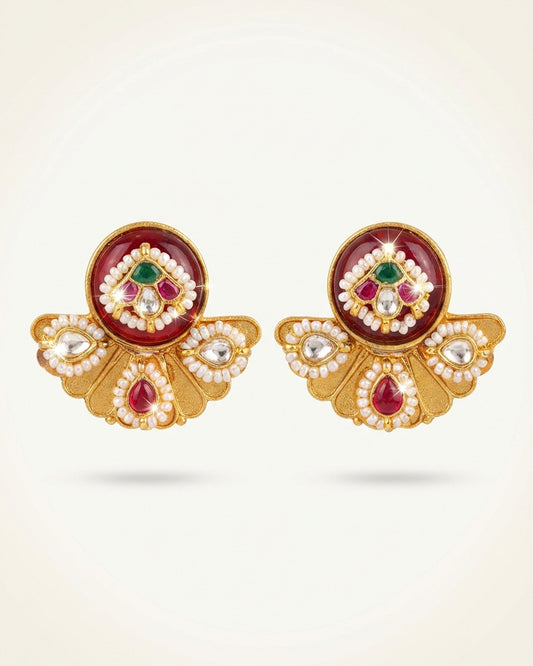 Brass Stud Meenawork Earring