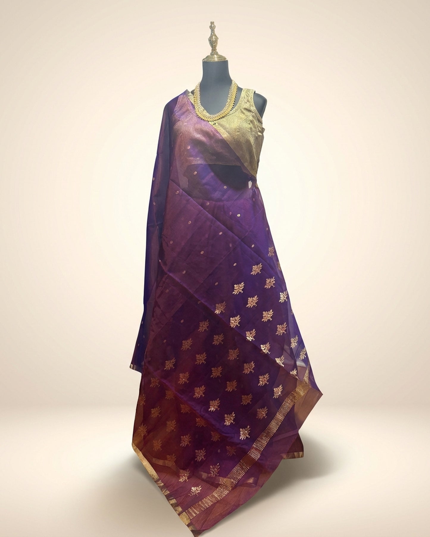 Chanderi Organza Purple Saree
