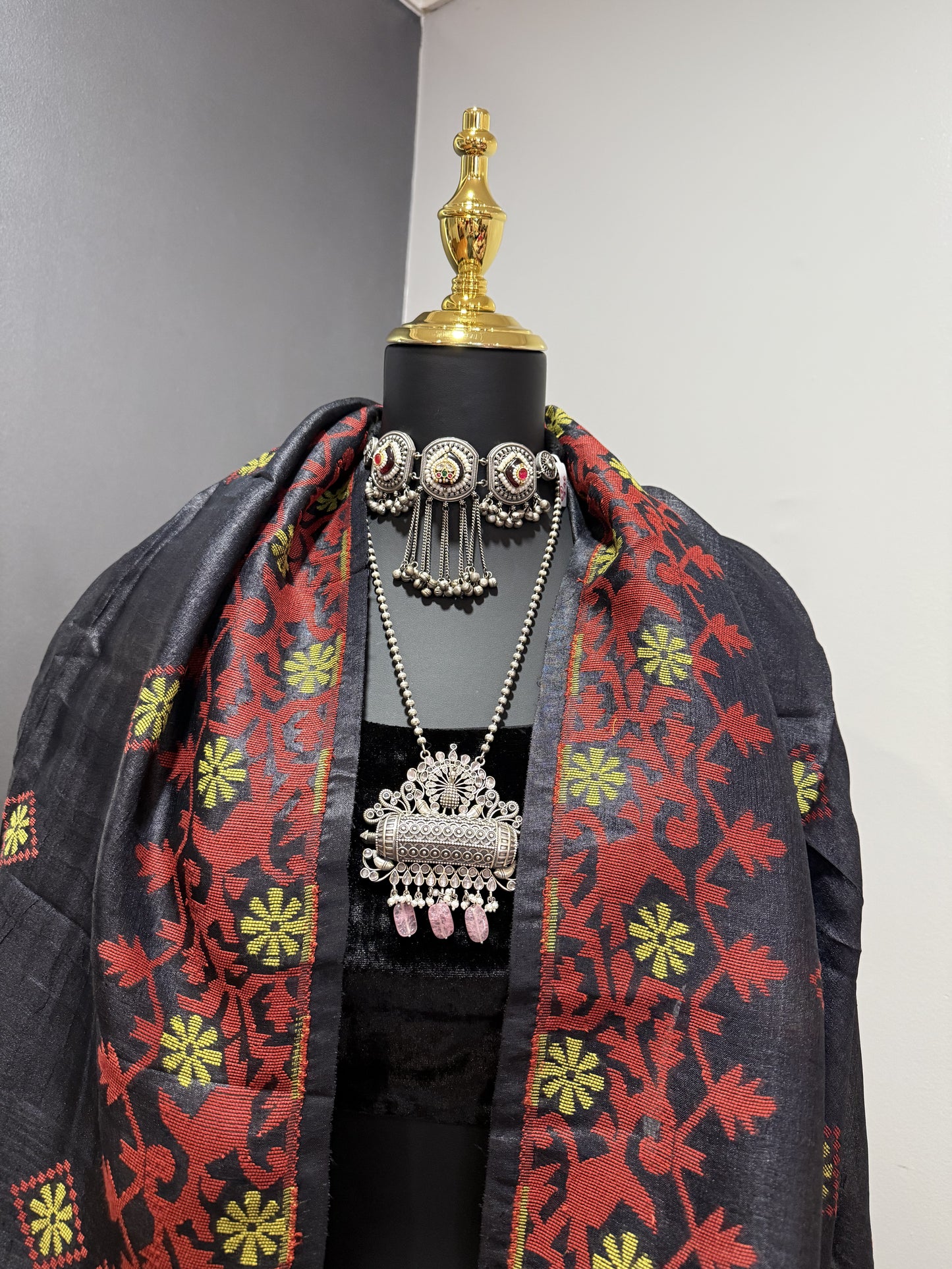 Handloom Tussar Silk Jamdani Saree Handwoven Party Wear Saree