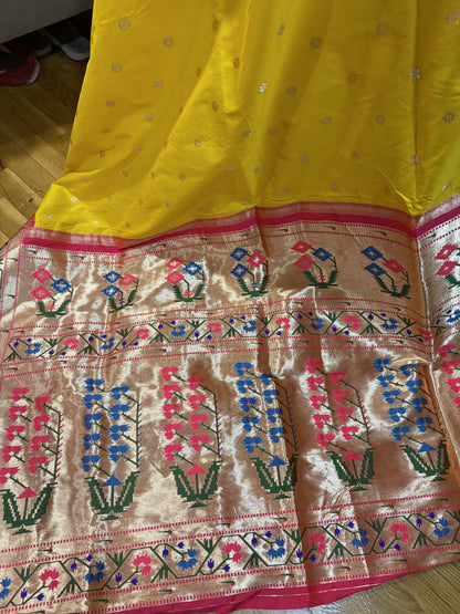 Paithani Silk Yellow Saree