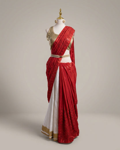 Red Sequins Georgette Party Wear Saree