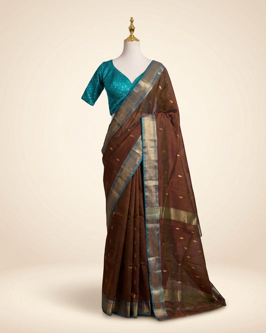 Maheshwari Silk Rust Saree
