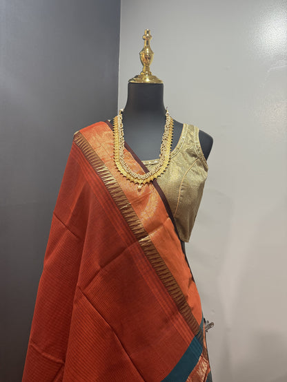Maheshwari Rust Saree