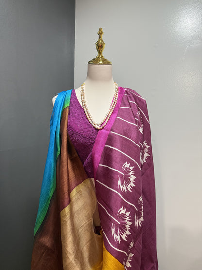 Handwoven Pure Murshidabad Silk Mauve | Silk Mark Certified Saree