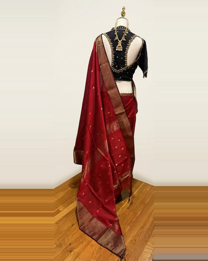 Maheshwari Silk Red Saree