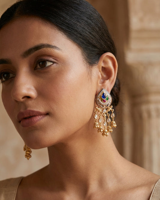 The woman wearing the jewelry is AI generated for representation purposes.