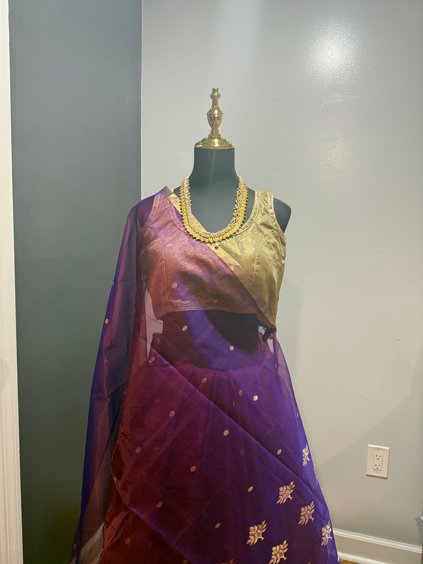 Chanderi Organza Purple Saree