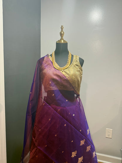 Chanderi Organza Purple Saree