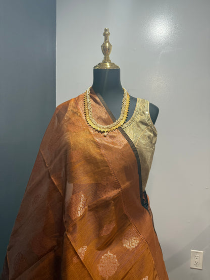 Rust Silk Cotton Saree